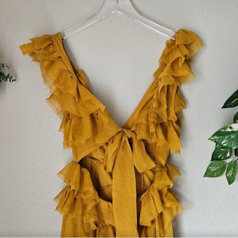 ASOS Mustard Ruffle Mini Dress - Picture 7 of 7